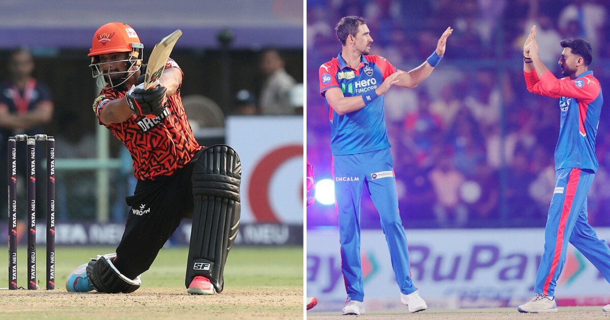 Sunrisers Hyderabad and Delhi Capitals players in action highlighting likely XIs and pitch conditions ahead of IPL 2026 clash.