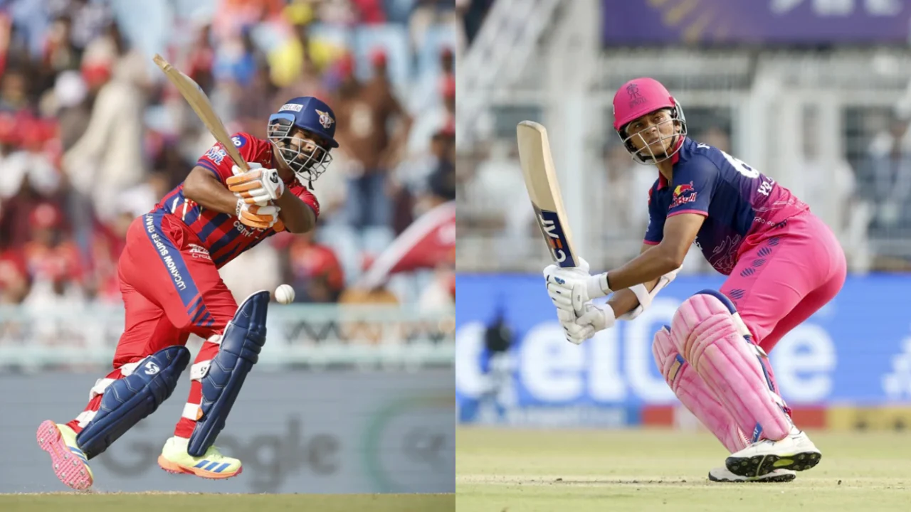 Lucknow Super Giants and Rajasthan Royals players in action highlighting stats and probable playing XIs ahead of IPL 2026 clash.