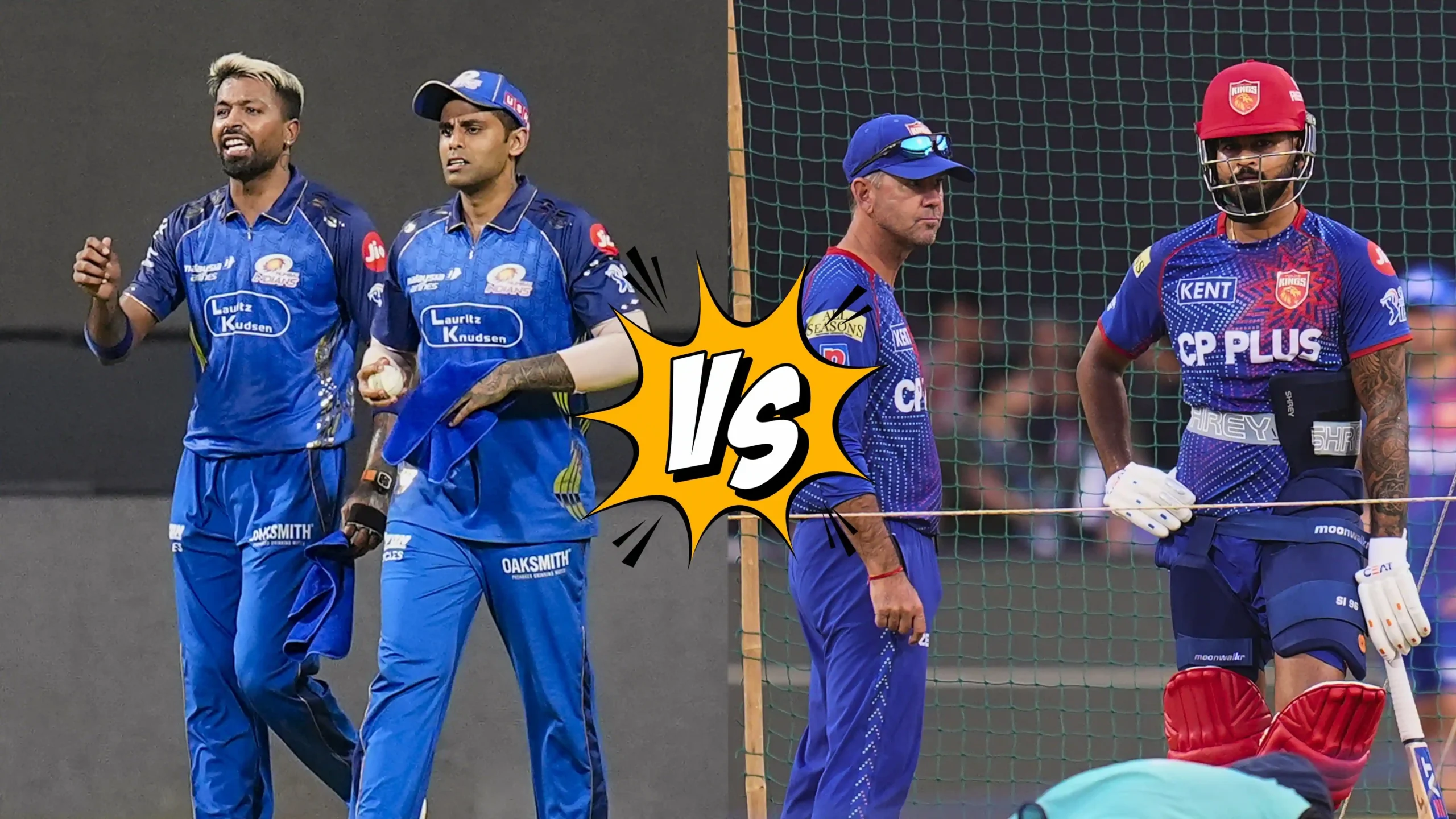 Mumbai Indians and Punjab Kings players in action at Wankhede Stadium with a batting friendly pitch and humid weather conditions.