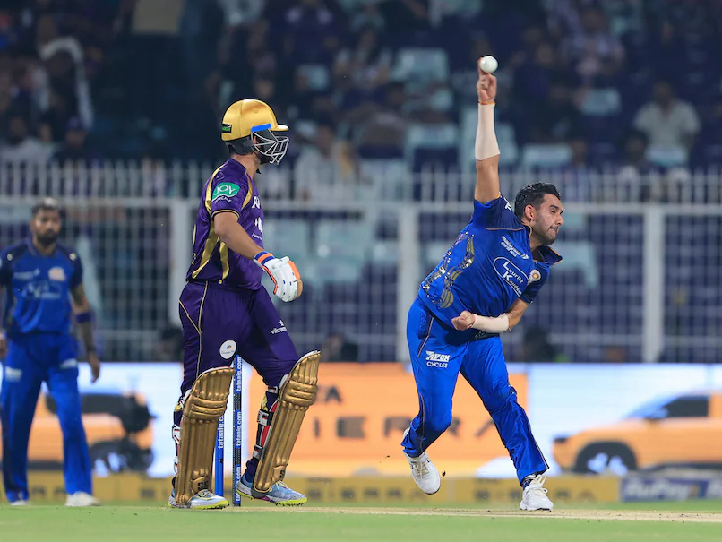 Kolkata Knight Riders and Mumbai Indians players during Match 65 action with scorecard and highlights from IPL 2026.