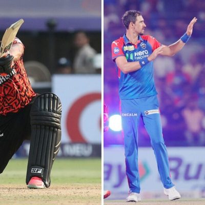 Sunrisers Hyderabad and Delhi Capitals players in action highlighting likely XIs and pitch conditions ahead of IPL 2026 clash.