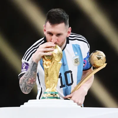 The FIFA World Cup trophy alongside graphics highlighting the officially announced prize money for the 2026 tournament winner.