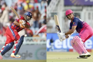 Lucknow Super Giants and Rajasthan Royals players in action highlighting stats and probable playing XIs ahead of IPL 2026 clash.