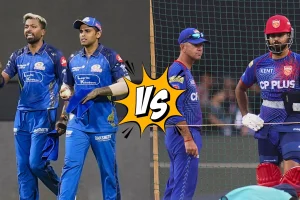 Mumbai Indians and Punjab Kings players in action at Wankhede Stadium with a batting friendly pitch and humid weather conditions.